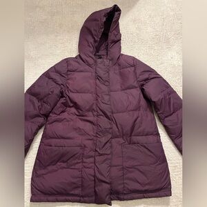 Eileen Fisher Down Filled Puffer Hooded Jacket- Wine